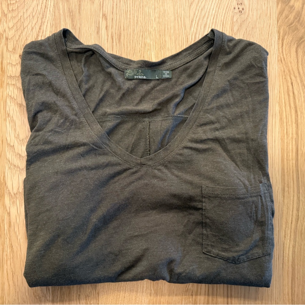 Prana Olive V-neck Tee